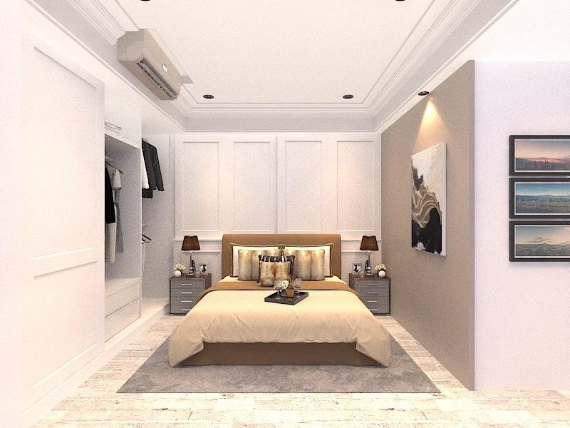 3D示意圖2, VH INTERIOR DESIGN VH INTERIOR DESIGN Phòng ngủ phong cách đồng quê