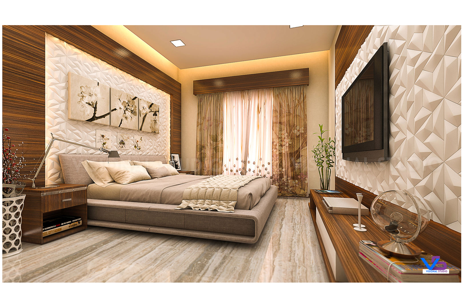 3d rendering architecture company, VISIONAL STUDIO VISIONAL STUDIO غرفة نوم