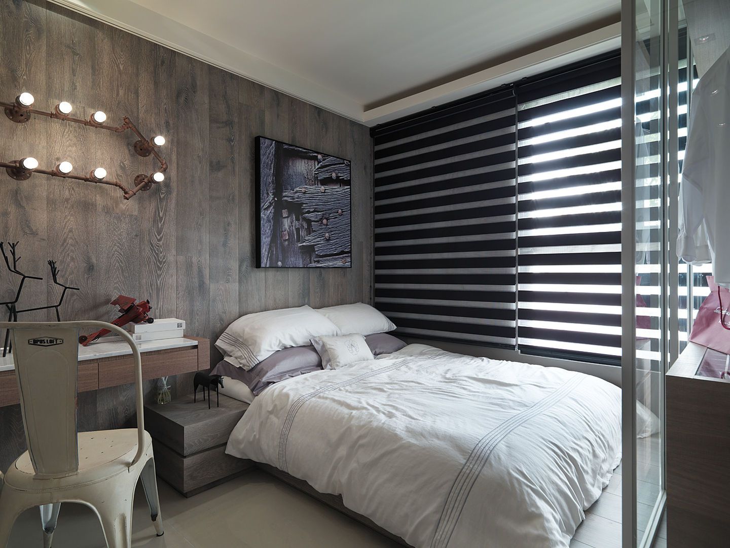 [HOME] Ciid Design - Haihua Model House KD Panels 러스틱스타일 침실 우드 우드 그레인 침실,베드룸,벽,무늬목,나무,친환경