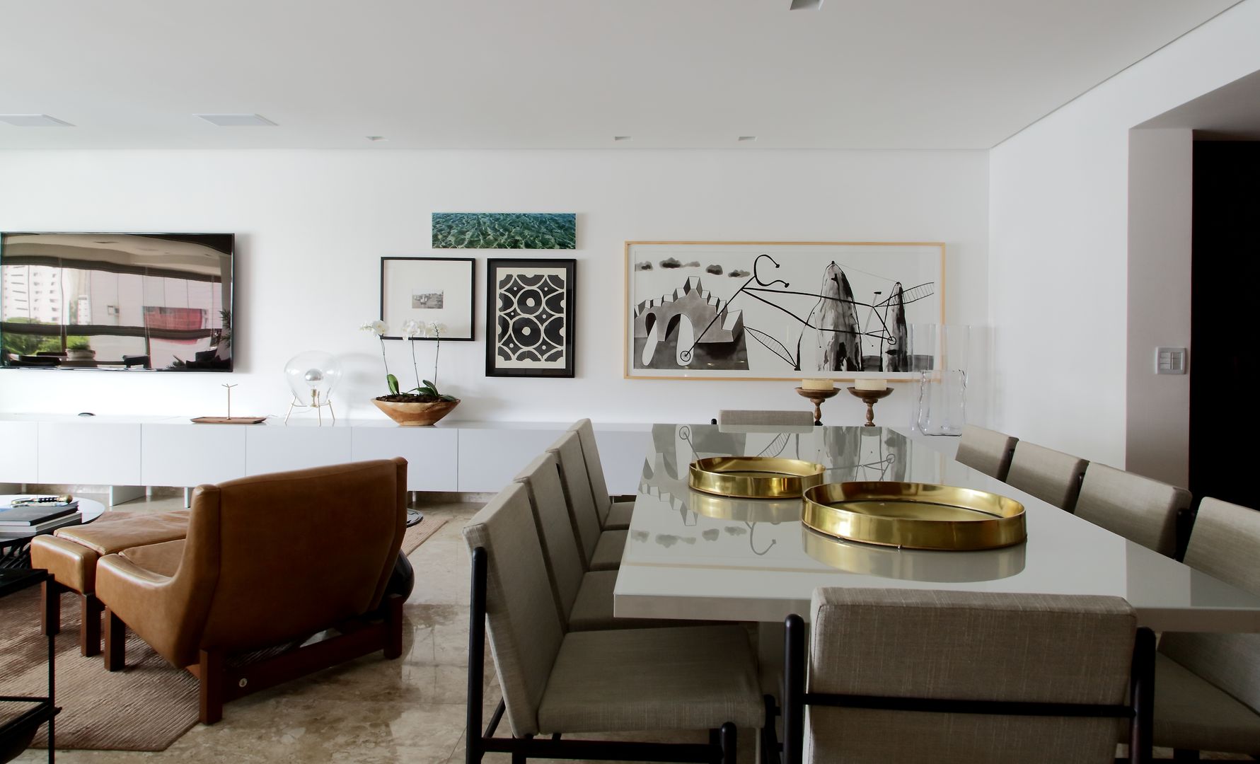 sala de estar/tv e jantar, arquitetaspe arquitetaspe Modern Living Room