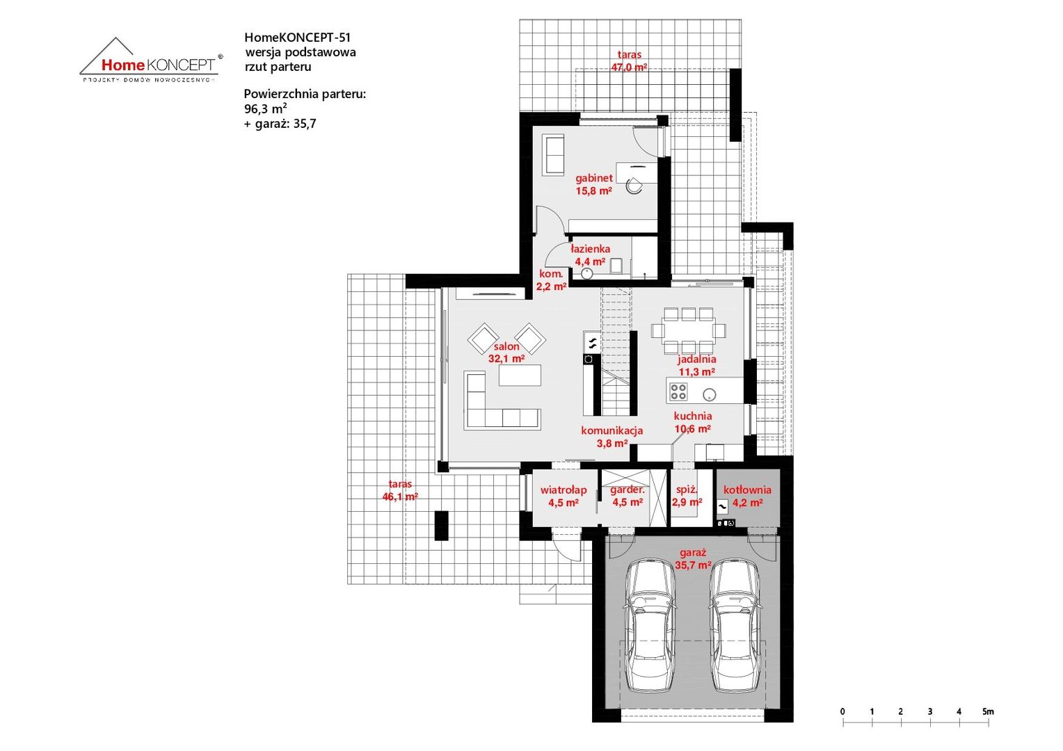 Projekt domu HomeKONCEPT 51 homify HomeKONCEPT, Projekty Domów Nowoczesnych