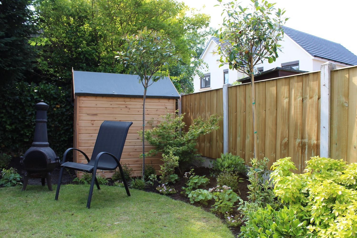 Standard trees increase privacy in this garden Garden Ninja Ltd สวน photinia,privacy,back garden,garden design