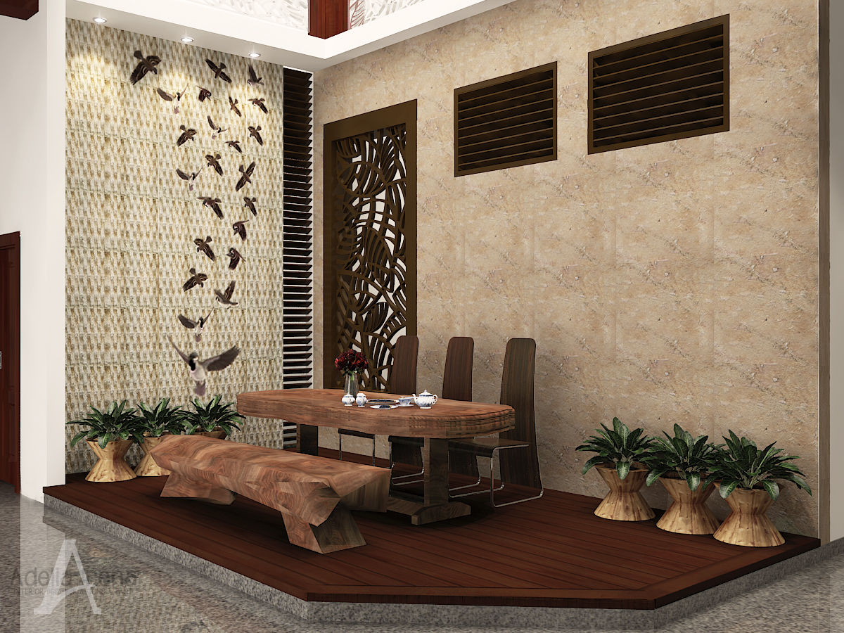 Rumah Bergaya Etnik yang Dikemas Lebih Modern, PEKA INTERIOR PEKA INTERIOR Tropical style dining room Wood Wood effect