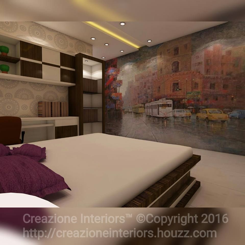 3 BHK Flat Decoration At Avidipta Apartment, Kolkata EM Bypass., Creazione Interiors Creazione Interiors Modern Yatak Odası