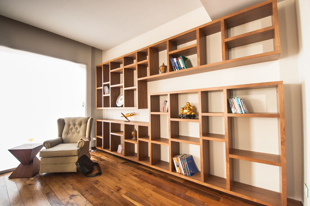 Wall Library Mazura Minimalist study/office Solid Wood Multicolored Cupboards & shelving