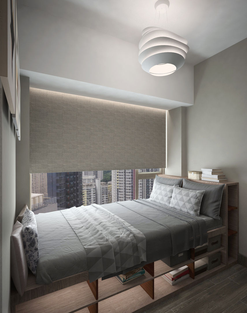 Cadogan | Kennedy Town | Hong Kong, Nelson W Design Nelson W Design Modern style bedroom Furniture,Building,Property,Comfort,Light,Bed frame,Shade,Wood,Pillow,Lighting