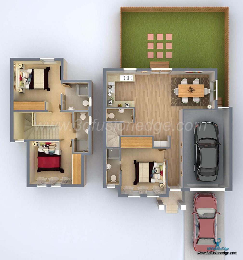 3D floor plan rendering services 3DFUSIONEDGE 3d floor plan,floor,kitchen floor,bathroom floor