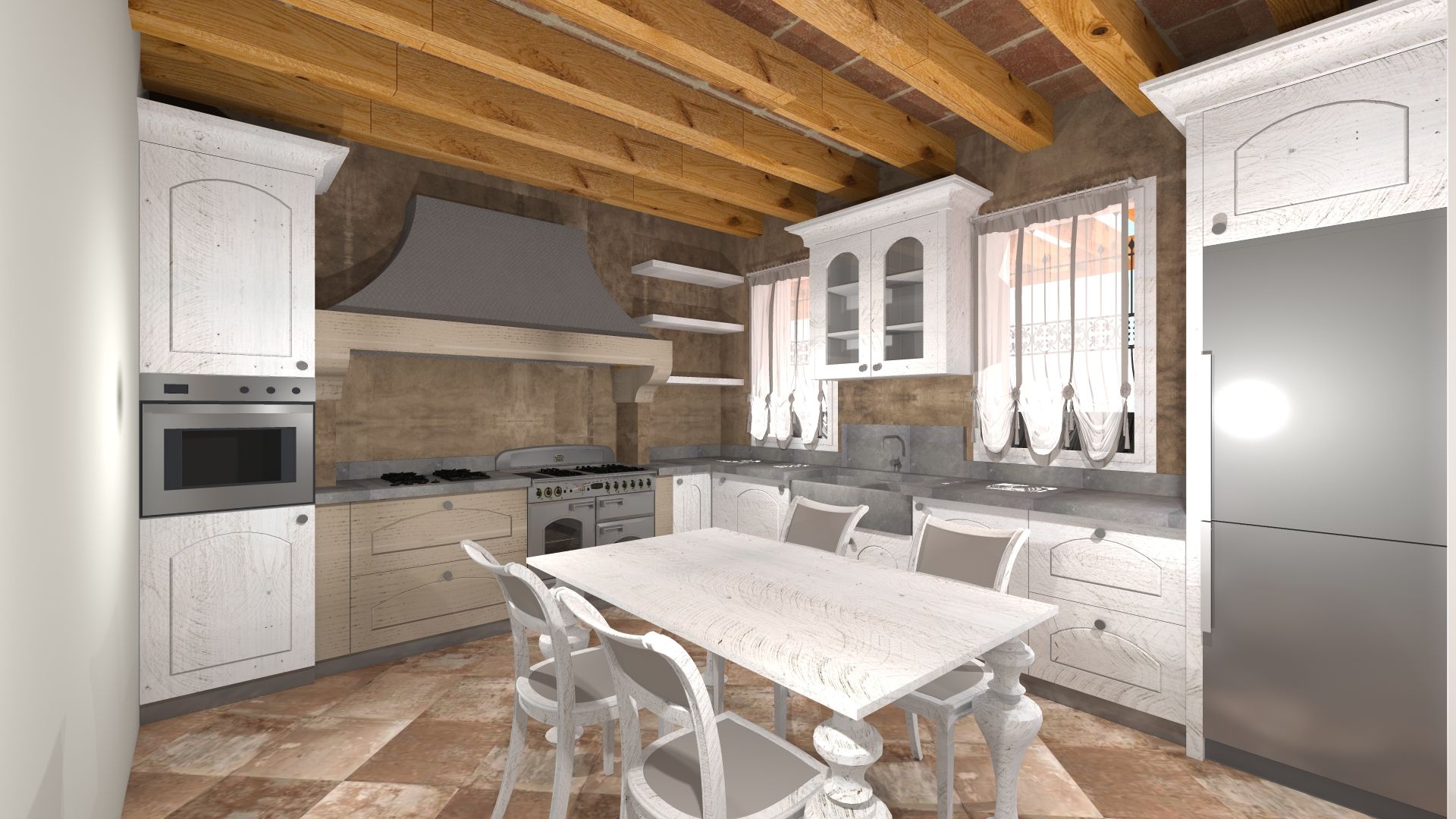 Cucine, B.Mid B.Mid Cucina in stile rustico Legno Effetto legno Armadietti & Scaffali