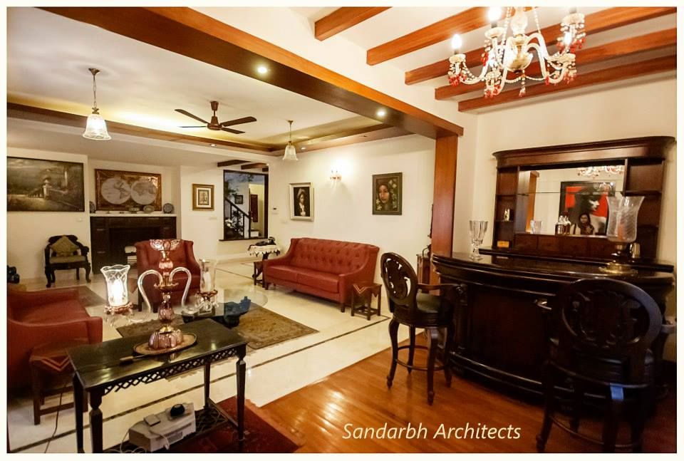 Rahaman's residence, Sandarbh Design Studio Sandarbh Design Studio Eclectic style living room Plywood