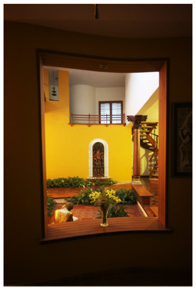 Temple Bells - Arati and Sundaresh's Residence, Sandarbh Design Studio Sandarbh Design Studio إنتقائي، أسلوب، الرواق، رواق، &، درج