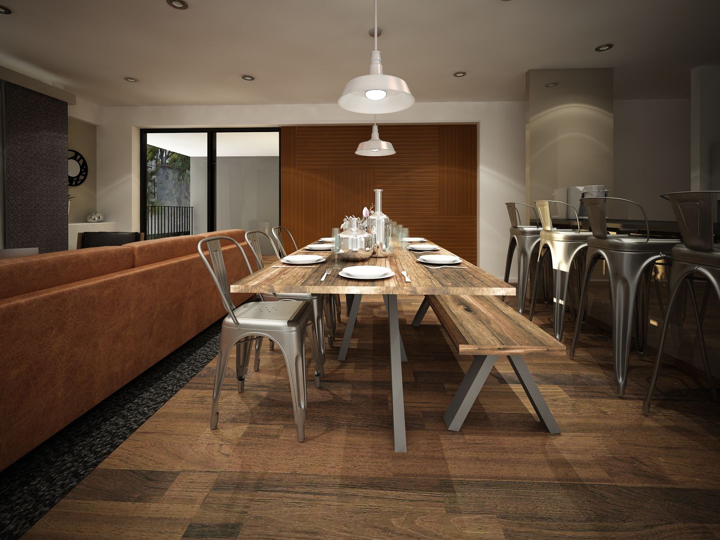 Diseño de comedor Zono Interieur Comedores de estilo industrial Madera Acabado en madera