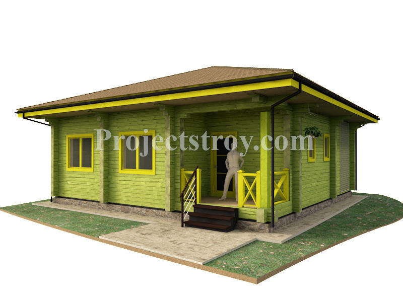 Одноэтажный дом из бруса , Projectstroy Projectstroy Rumah kayu Kayu Wood effect