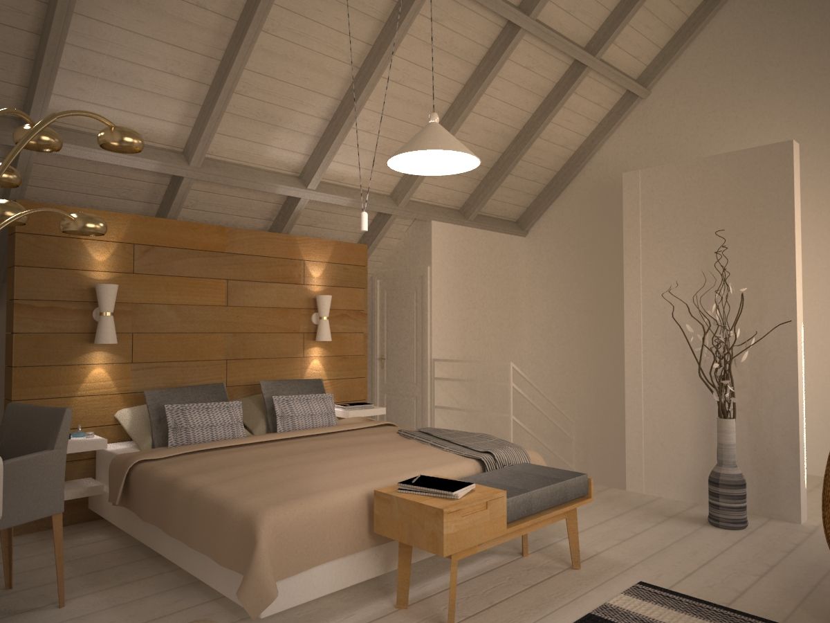 Wooden headboard homify Scandinavian style bedroom