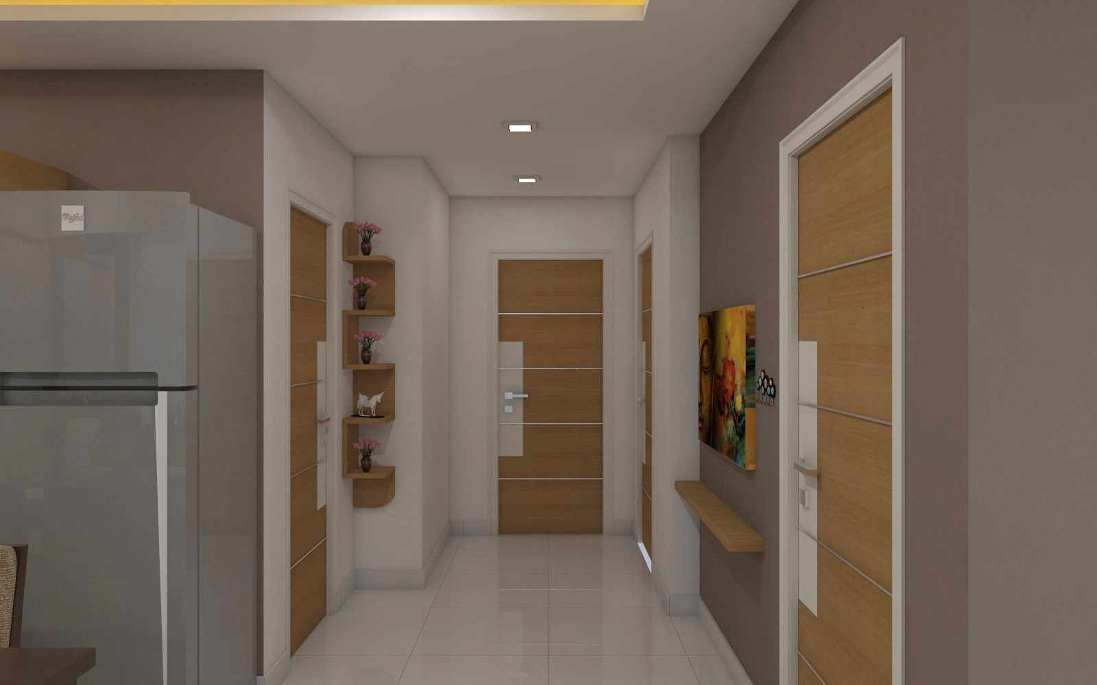 homify Asian style corridor, hallway & stairs Plywood