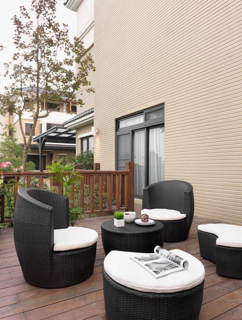 C House, 夏沐森山設計整合 夏沐森山設計整合 Modern balcony, veranda & terrace