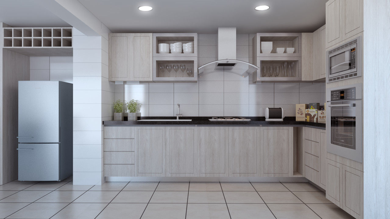 homify Dapur built in Kayu Buatan Transparent