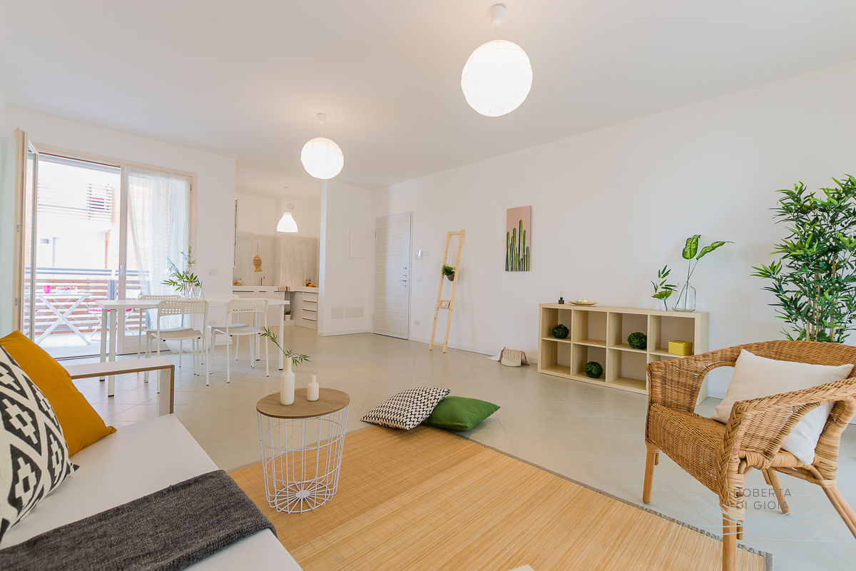 Appartamento campione in palazzine di nuova costruzione a Cormano (provincia di Milano), Home Staging & Dintorni Home Staging & Dintorni Skandynawski salon