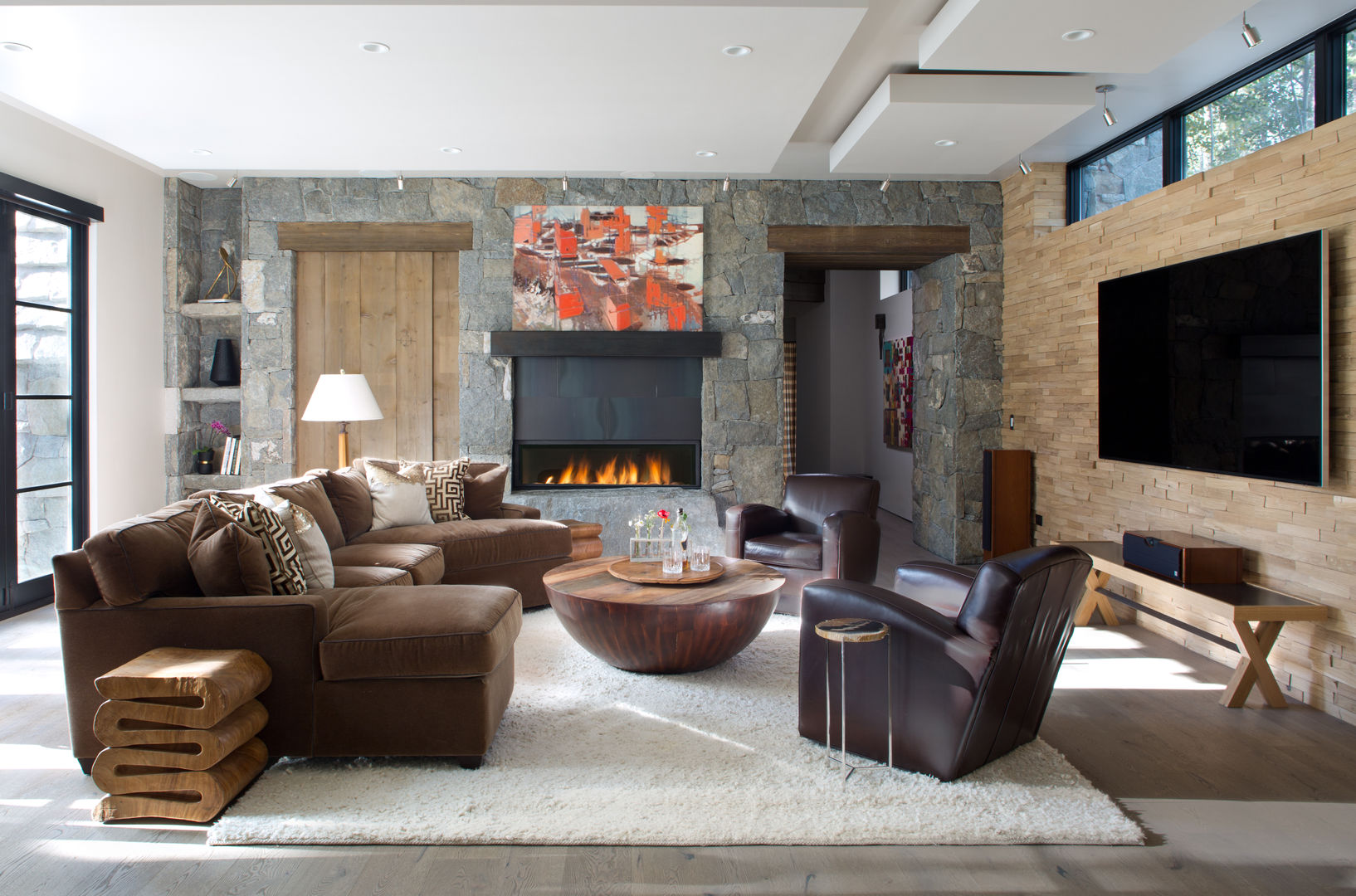 Contemporary Mountain Chalet, Andrea Schumacher Interiors Andrea Schumacher Interiors Moderner Multimedia-Raum