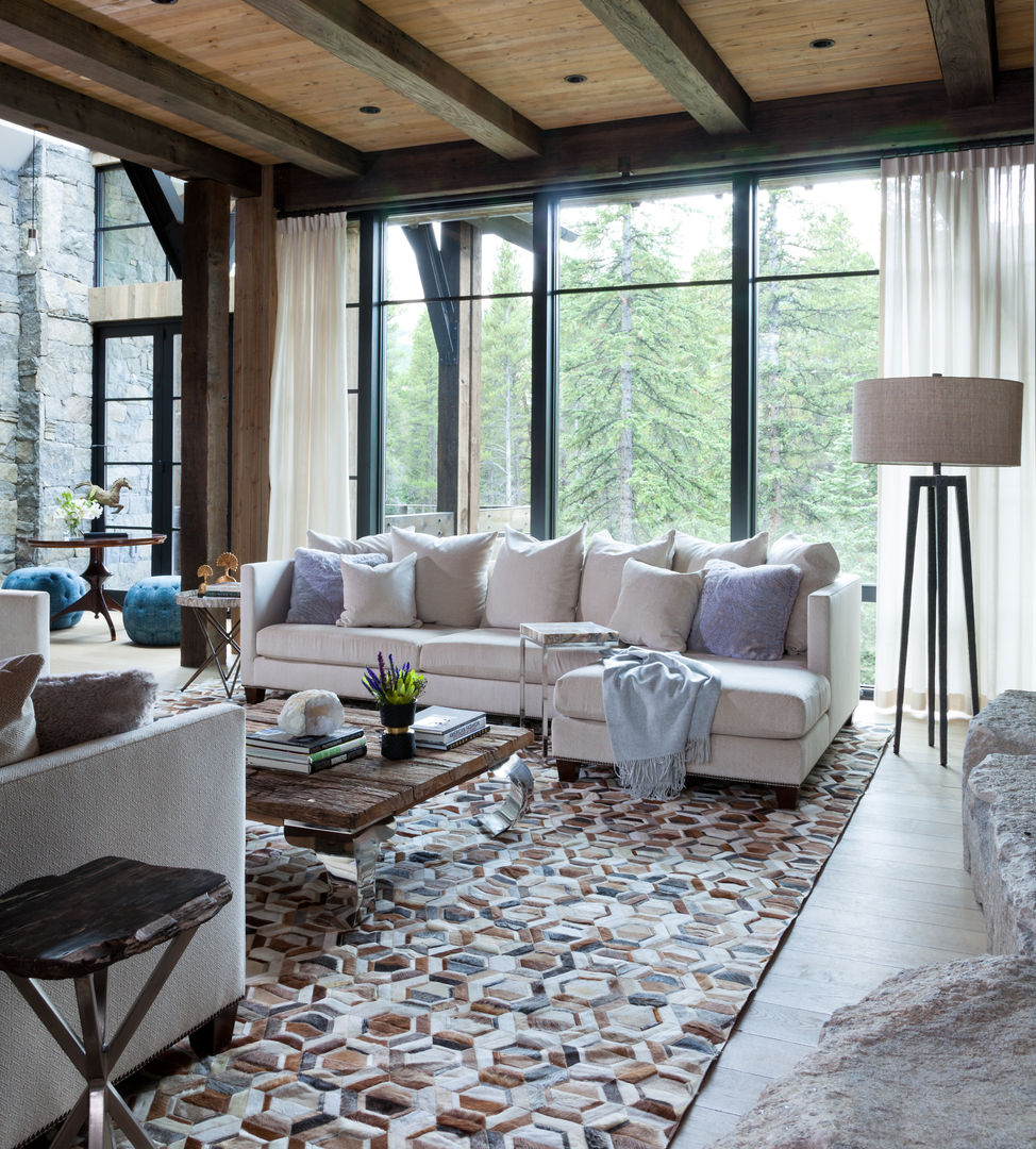 Contemporary Mountain Chalet, Andrea Schumacher Interiors Andrea Schumacher Interiors Гостиная в стиле модерн