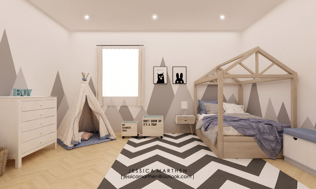 Kamar Tidur Anak Mr TD, JESSICA DESIGN STUDIO JESSICA DESIGN STUDIO Phòng trẻ em phong cách Bắc Âu