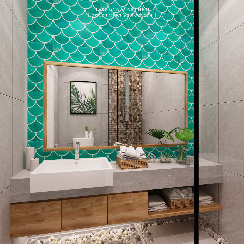 Villa Bali, JESSICA DESIGN STUDIO JESSICA DESIGN STUDIO Tropical style bathroom