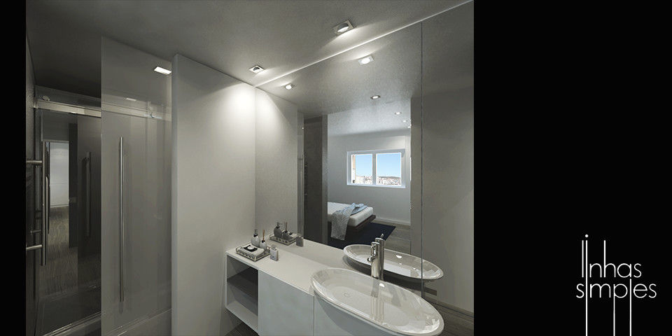 The bathroom... and both it's public and private área homify Modern Bathroom