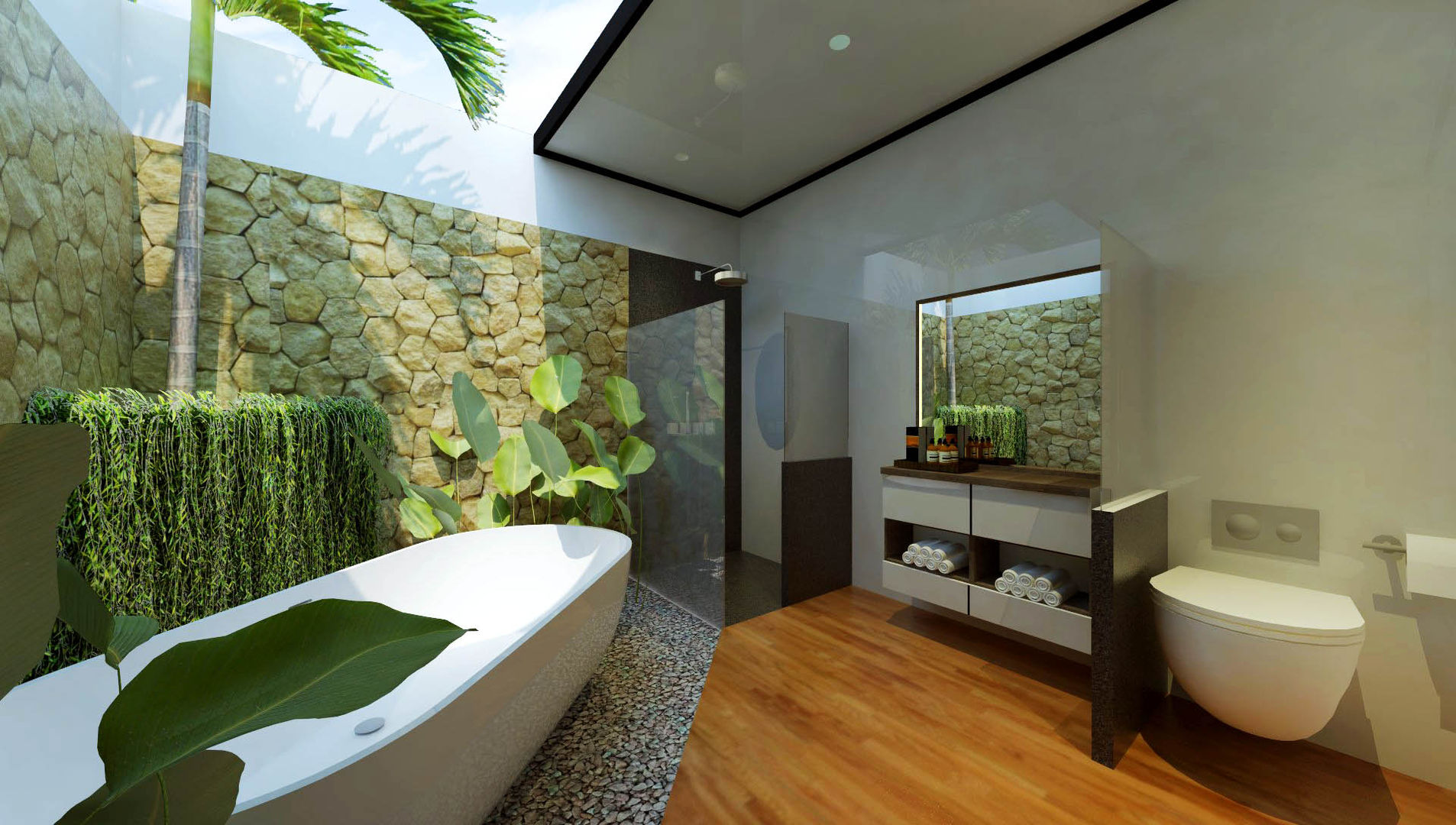 Tropical Bathroom Fourhoms Design