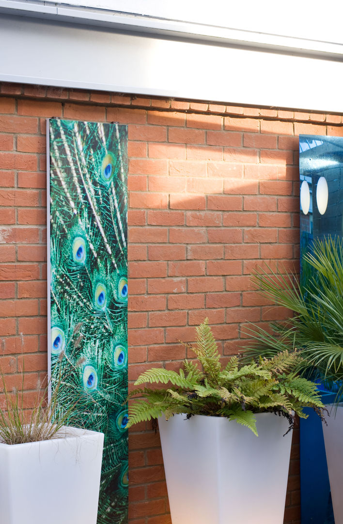 Outdoor Peacock Canvas Earth Designs Modern garden peacock,blue,art,canvas,outdoorcanvas,smallgarden,tropicalplanting