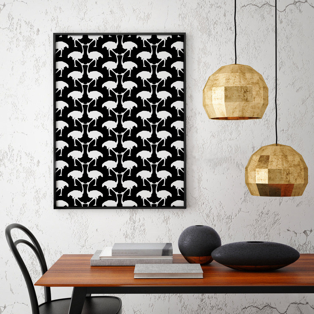 OSTRICH Wallpaper - Black homify Paredes e pisos modernos Papel Papel de parede