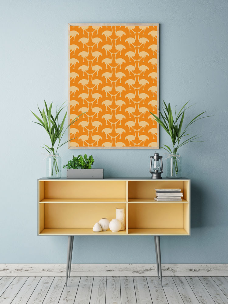 OSTRICH Wallpaper - Orange homify Modern walls & floors Paper wall sticker,wall art,wallpaper,Wallpaper