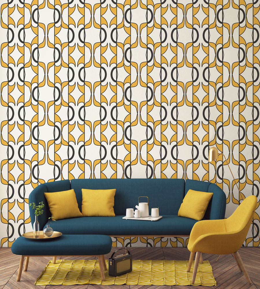 OTORO Wallpaper - Yellow homify جدران ورق ورق الحائط