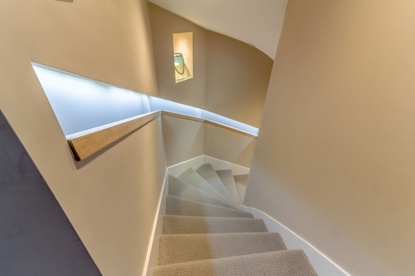 Modern Stair with Contemporary Recessed Handrail Capital A Architecture Minimalist corridor, hallway & stairs Stair,Recessed,Handrail,edinburgh