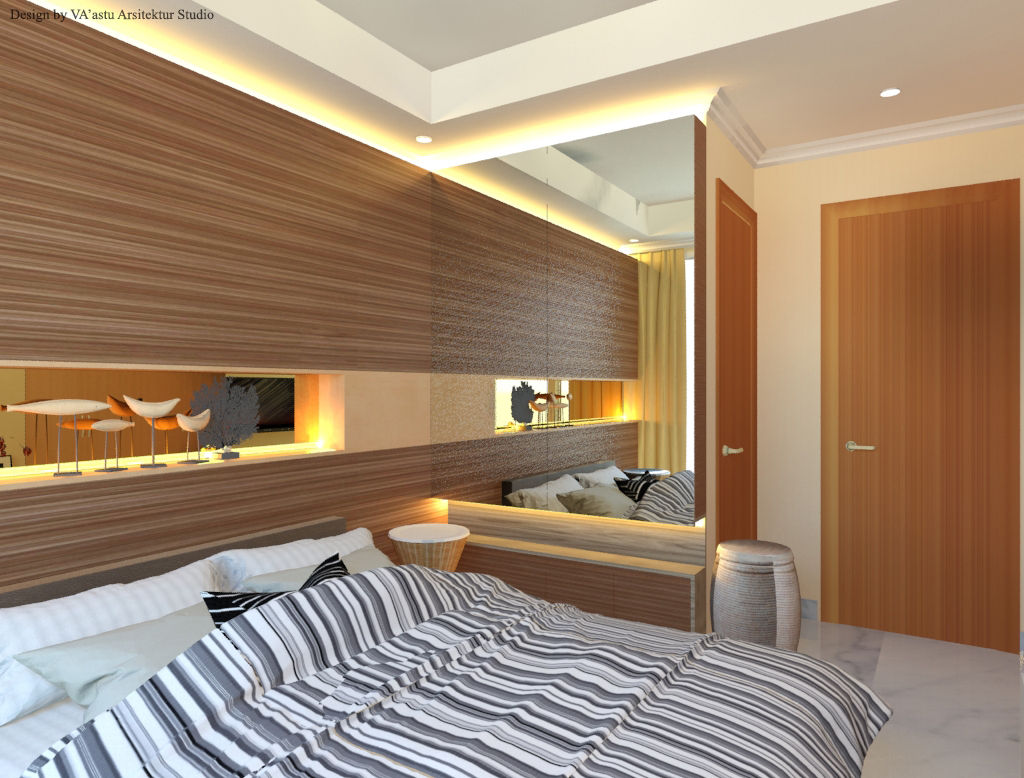 Guest Bedroom - Apartment Sudirman Area, Vaastu Arsitektur Studio Vaastu Arsitektur Studio Bedroom