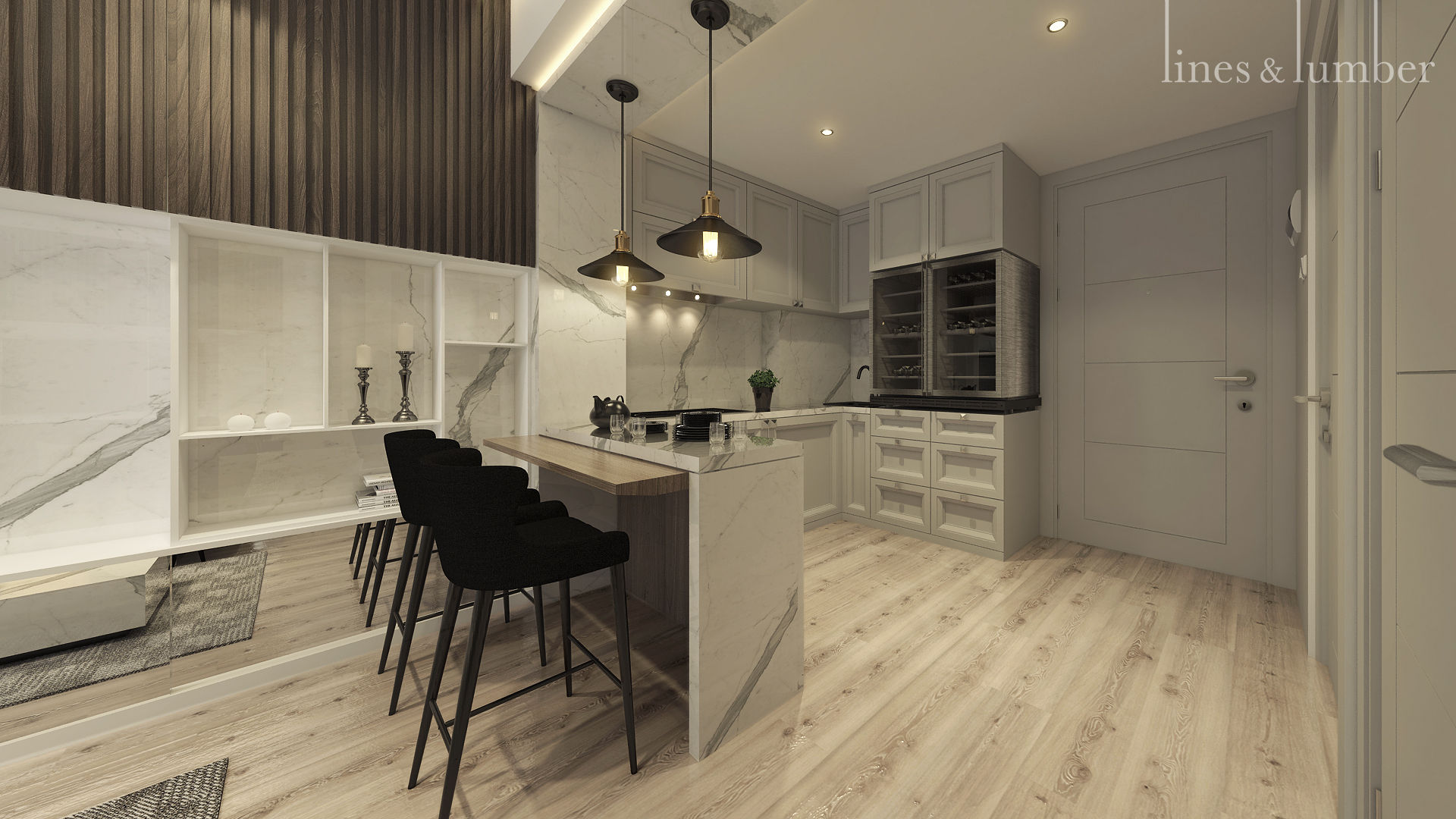Pantry/Ruang Makan Lines & Lumber Dapur Gaya Rustic pantry,diningroom