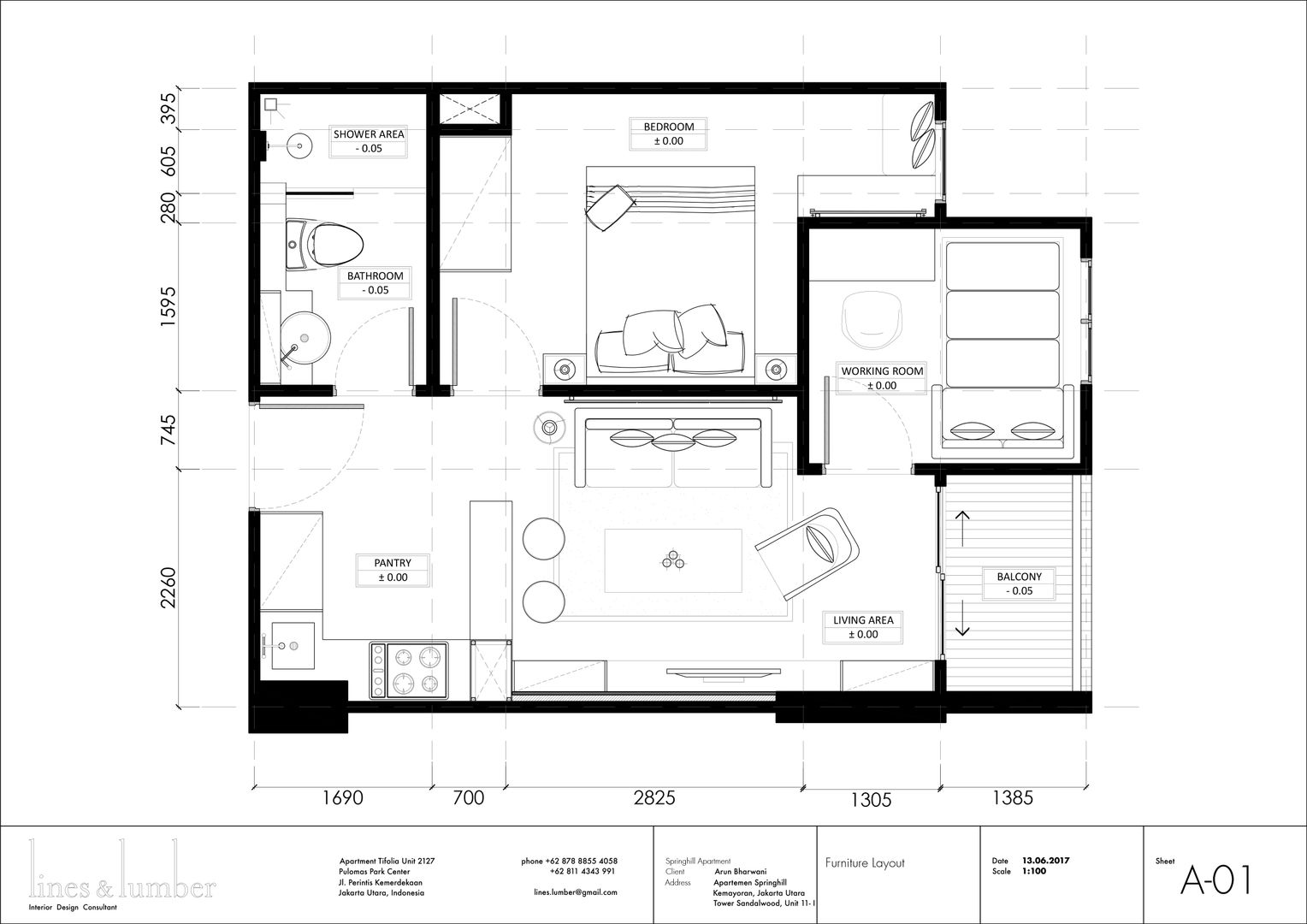 Studio Apartment, Sandalwood Springhill , Lines & Lumber Lines & Lumber Paredes y pisos de estilo rústico