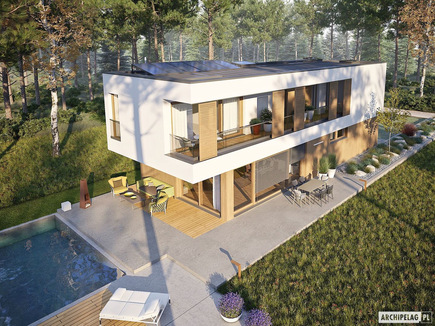 EX 17 W2 - nowoczesny dom z płaskim dachem , Pracownia Projektowa ARCHIPELAG Pracownia Projektowa ARCHIPELAG Modern home