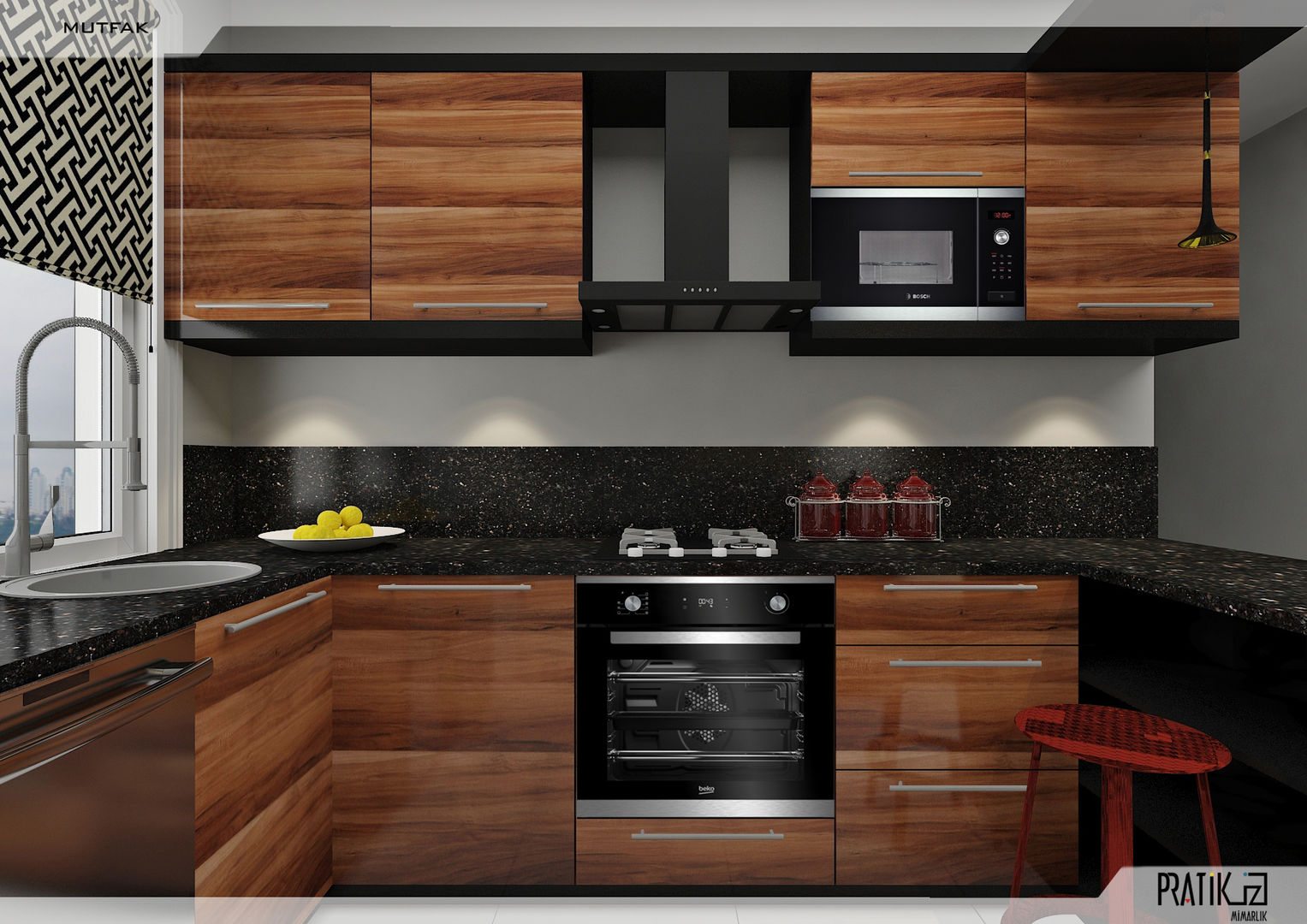 Aker Evi- Antalya, PRATIKIZ MIMARLIK/ ARCHITECTURE PRATIKIZ MIMARLIK/ ARCHITECTURE Modern kitchen