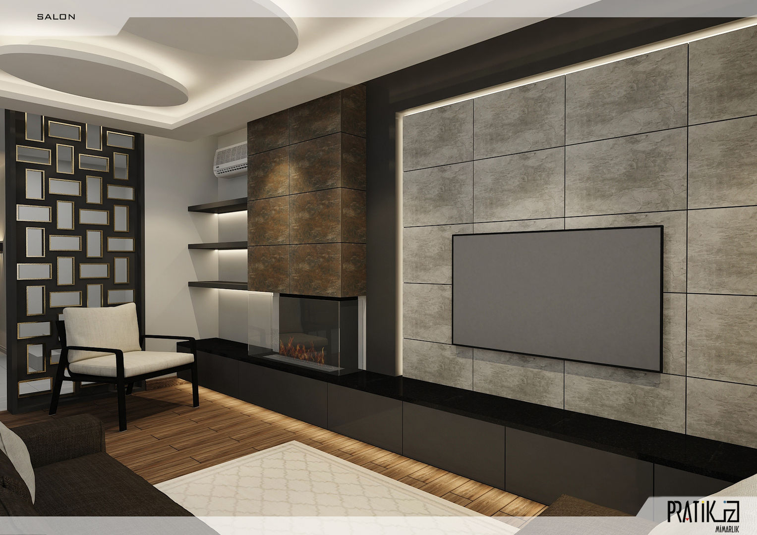 Aker Evi- Antalya, PRATIKIZ MIMARLIK/ ARCHITECTURE PRATIKIZ MIMARLIK/ ARCHITECTURE Living room