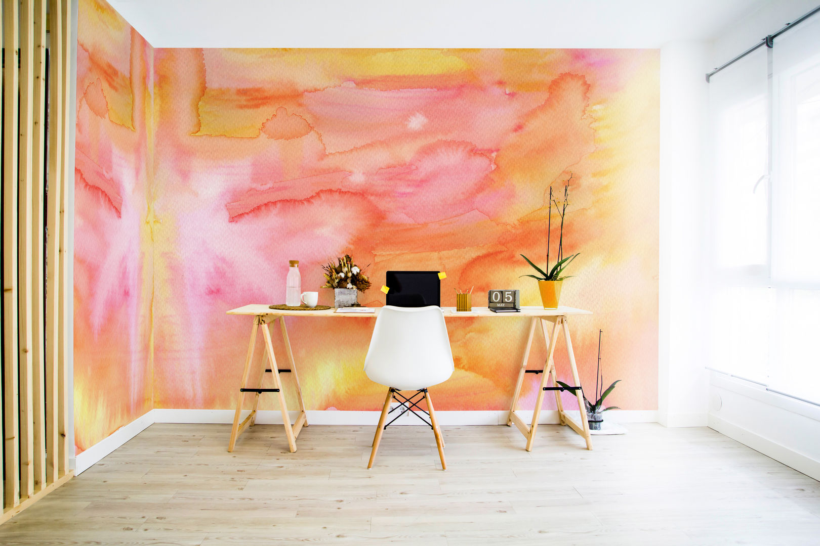 Watercolor Sunset Pixers ห้องทำงาน/อ่านหนังสือ colors,wall,wallmural,Pixers,home decor,design,interior