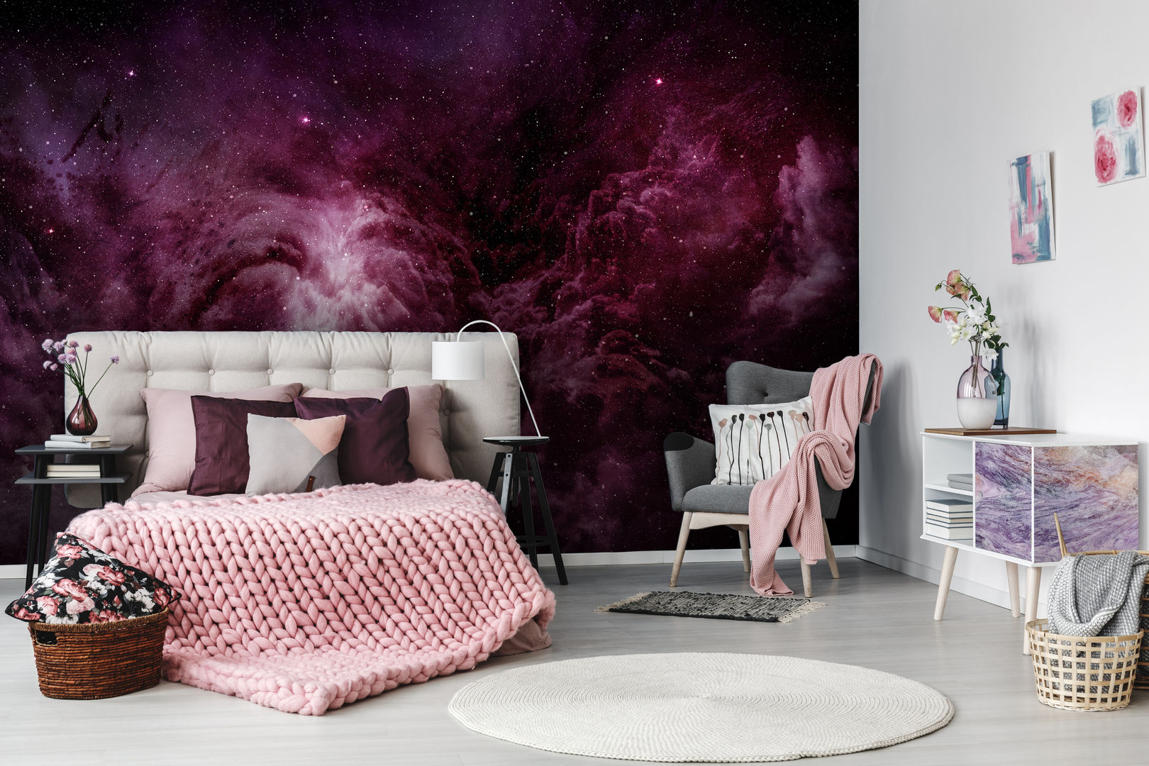 Purple Galaxy Pixers モダンスタイルの寝室 colors,Pixers,wallmural