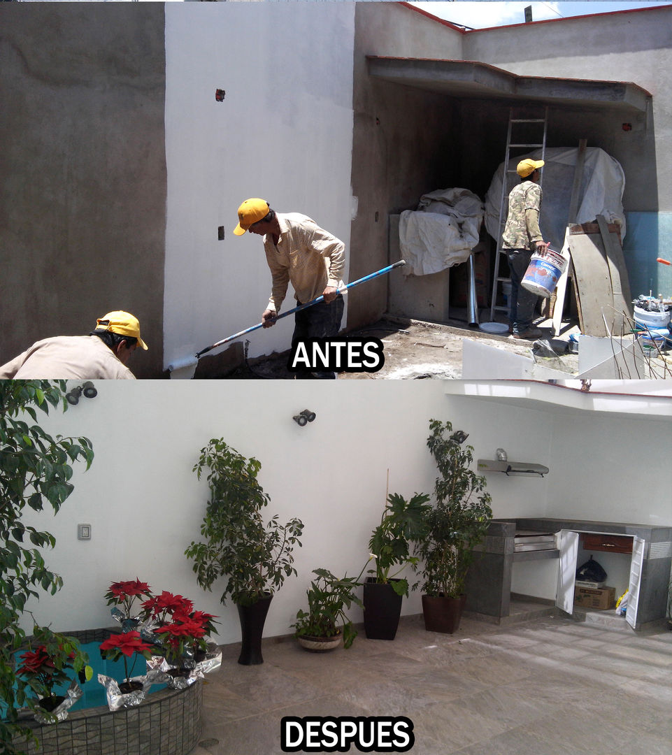 Antes y Despues en patio Casa San Carlos Arkisav