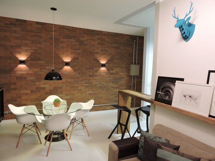 Apartamento WB, Whill Barros Arquitetura e Design Whill Barros Arquitetura e Design Industrial style living room Bricks