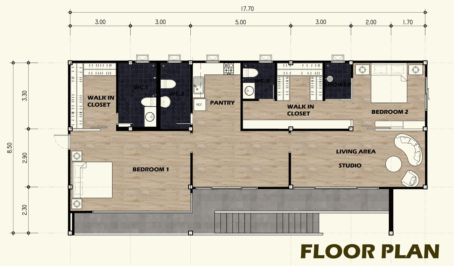 บ้านพักสไตล์สตูดิโอ ยกพื้นสูง TYPE B, PRECIO HOUSE PRECIO HOUSE