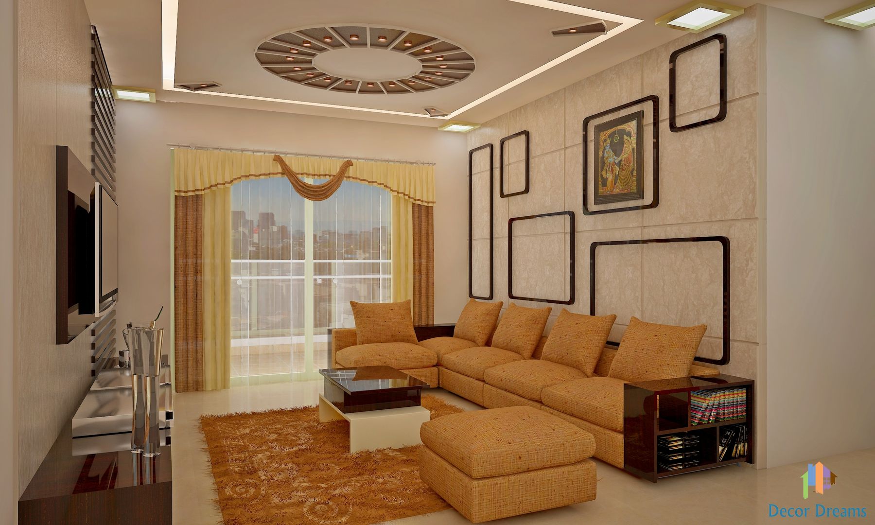 Sobha City, 3 BHK - Mr. Agrawal, DECOR DREAMS DECOR DREAMS モダンデザインの リビング