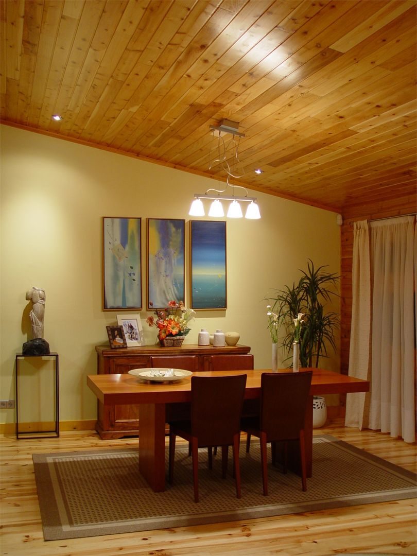 RUSTICASA | House in Dagorda | Cadaval, RUSTICASA RUSTICASA Modern dining room Solid Wood Multicolored House,prefabricated house,wooden house,Wood,wood exterior,wood panel wall,Rusticasa