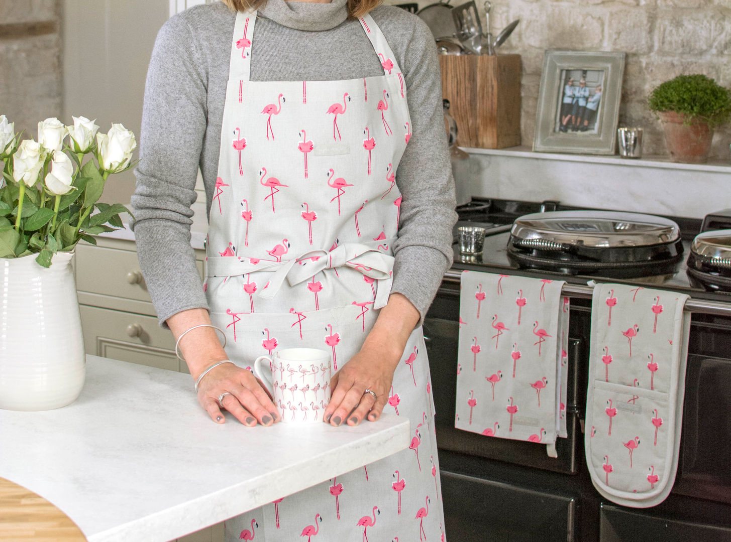 Flamingo Adult Apron Sophie Allport Landelijke keukens Katoen Rood Accessoires & textiel