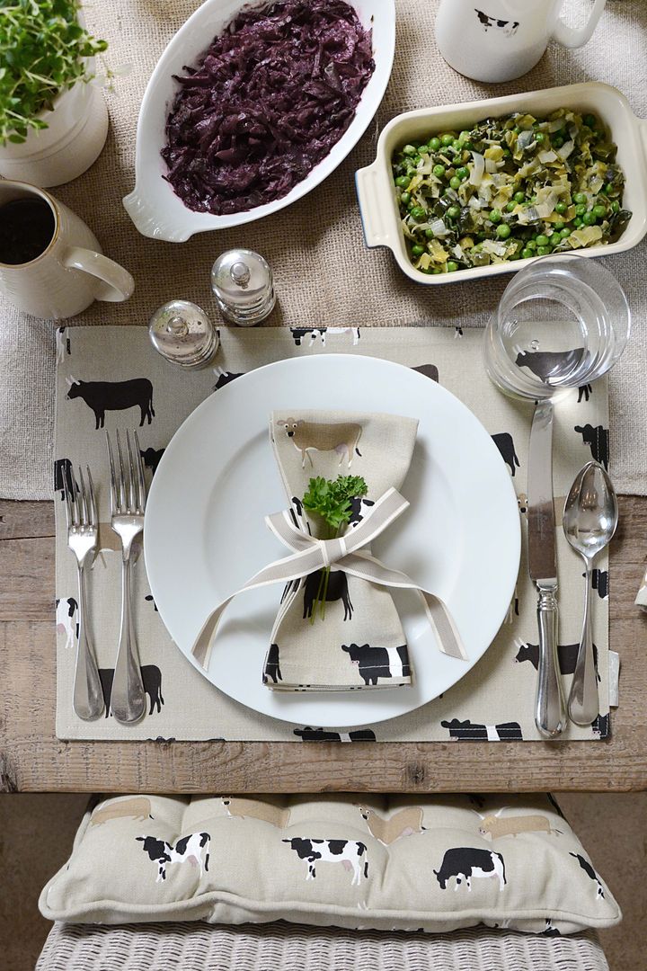 Cows Placemats Sophie Allport ห้องครัว ฝ้าย Red สิ่งทอและของใช้จิปาถะในครัว