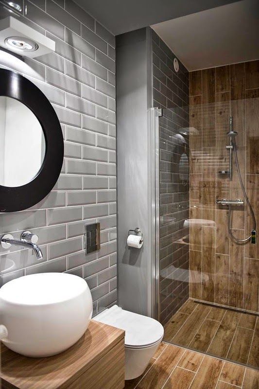 Inspiración para baño, Vero Capotosto Vero Capotosto Baños modernos brick wall,wood,madera,baño,toillet,mampara,bath,ducha,Decoración