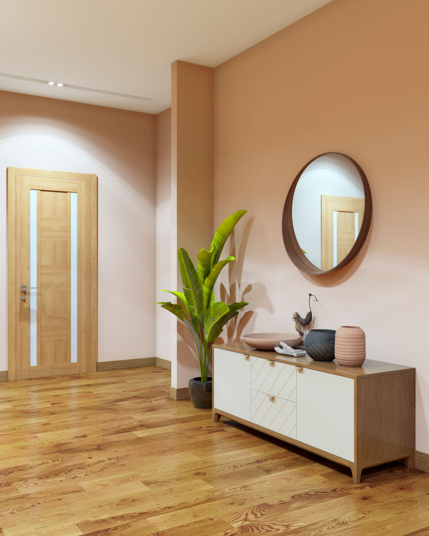 homify Minimalist corridor, hallway & stairs Wood Wood effect