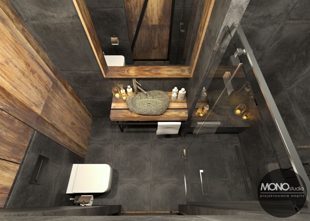 Połączenie stylu industrialnego i skandynawskiego, MONOstudio MONOstudio Industrial style bathroom